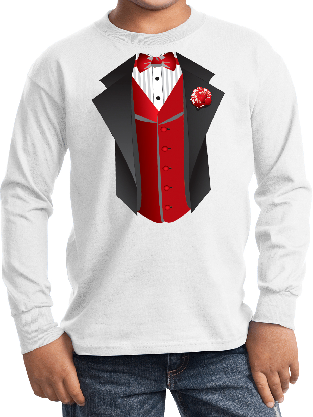 Buy Cool Shirts Kids Tuxedo Tshirt Red Vest Youth Long Sleeve eBay